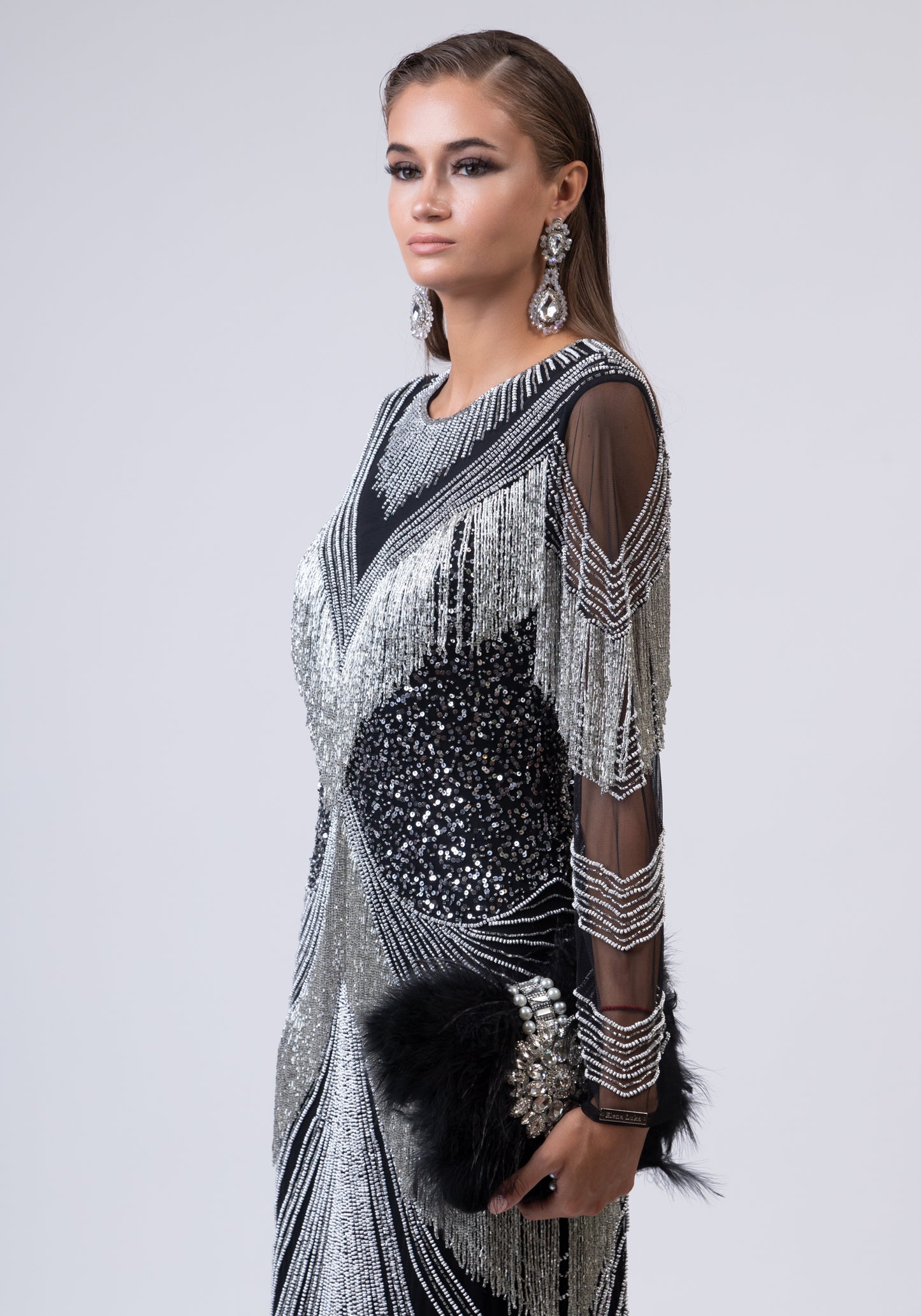 Black and silver long dress