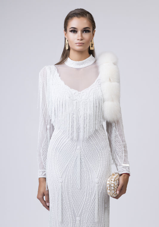 White beaded dress