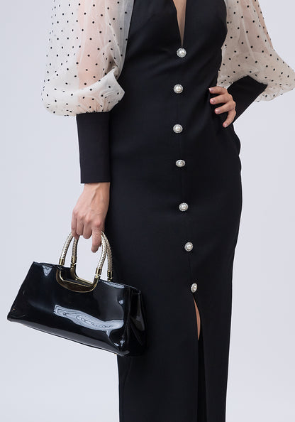 Сјајна црна луксузна чанта