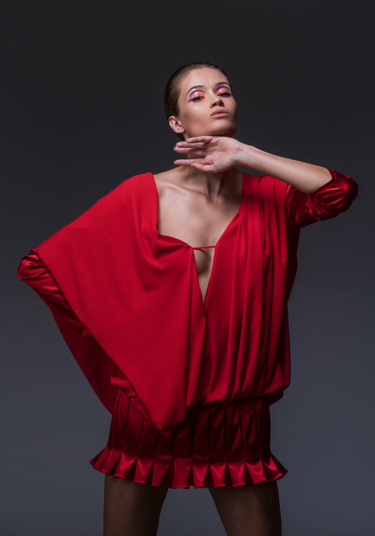 Red Diana Long Sleeve Party Dress