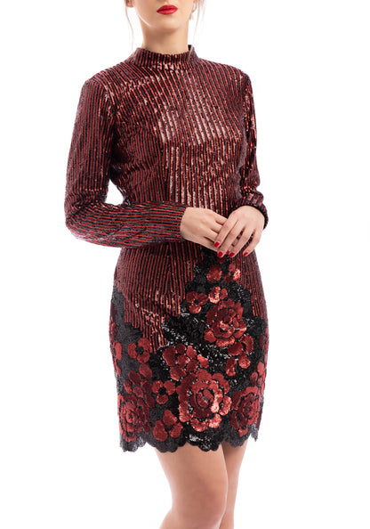 Ексклузивен коктел фустан со долги ракави со светки